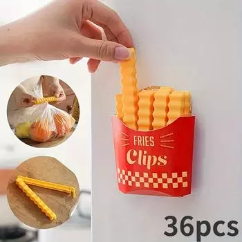 36 шт. влагостойкие уплотнительные зажимы для картофеля фри, сохраняющие свежесть сухого молока, зажимы для закусок для пластиковых пакетов, многоразовый кухонный аксессуар 12pcs+Stickers