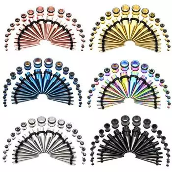 36 шт., заостренный конус из нержавеющей стали, растягивающиеся ушные туннельные пробки, конусы, ювелирные изделия серебряный