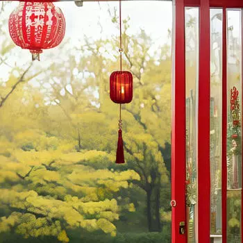 36 см Весенний Фестиваль Фонарь Подвесной Декор Красный Цвет Орнамент Декоративные Изделия Ручной Работы Ночной Светильник