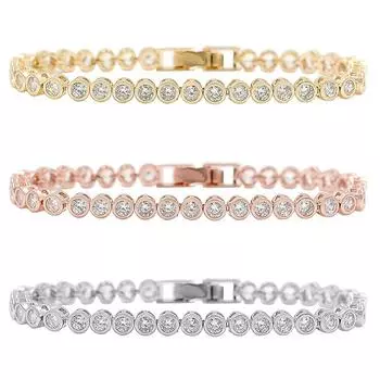 36 сверкающих теннисных браслетов с круглым кубическим цирконием и фианитами для женщин или свадьбы в 3 разных цветах
