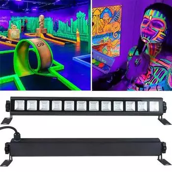 36 Вт 40 светодиодов УФ-светильник Blacklight УФ-светильник для настенного монтажа Флуоресцентные лампы для вечеринок на Хэллоуин для DJ-дискотеки Осветите пространство 21x21 фут 385-400nm