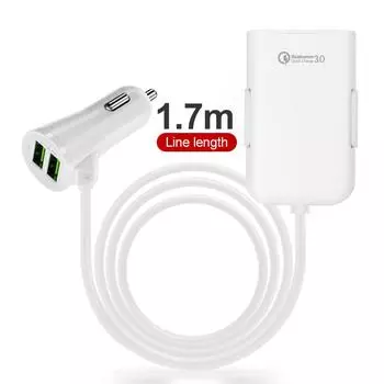 36 Вт 4 Usb Qc3.0 Автомобильное зарядное устройство Быстрая зарядка 3.0 Телефон Автомобильное быстрое переднее и заднее зарядное устройство Адаптер автомобильного портативного зарядного устройства для Iphone14 13 чёрный