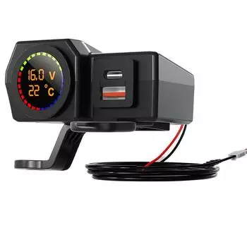 36 Вт QC3.0 Usb C зарядное устройство для мотоцикла, комплект штекеров для быстрой зарядки, кабель для отображения напряжения и температуры, включение/выключение, водонепроницаемый адаптер 12 В