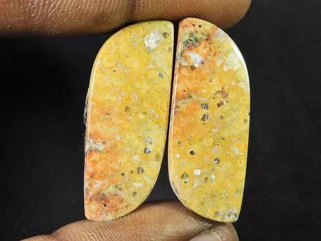 36Cts.Natural Leopard Skin Jasper Matched Pair Handmade Gemstone 13X34X04 MM SK-815