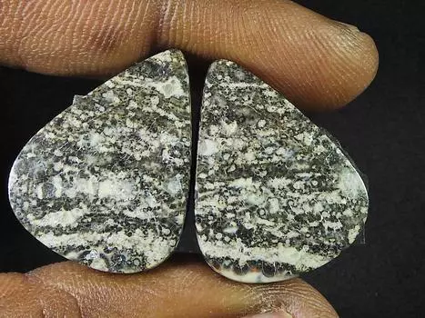 36Cts.Natural Leopard Skin Jasper Matched Pair Handmade Gemstone 18X24X03 MM SK-812