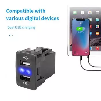 36mm*24mm 2.1A+2.1A Dual USB Car Charger Port Auto Adapter LED Socket 12V 24V For Honda CIVIC CROSSTOUR CRV ODYSSEY