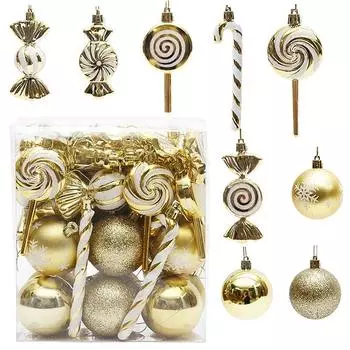 36pcs Christmas Ball Christmas Tree Hanging Pendants Home Gifts New Year Printed Special-shaped Christmas Spheres