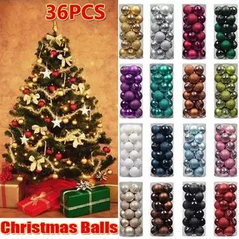 36шт 4см рождественская елка подвесные шары безделушка украшение для домашней вечеринки