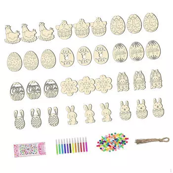 36шт деревянные пасхальные вырезы украшения DIY украшения ремесло для декора вечеринки