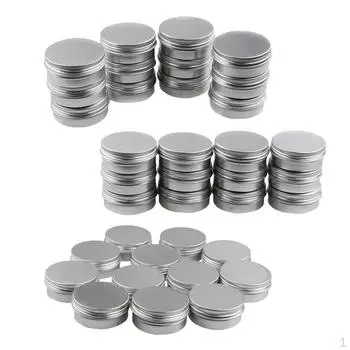 36шт круглые алюминиевые жестяные банки, косметические металлические пустые контейнеры - разные размеры (10 г 30 г 50 г)