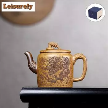 370 мл чайник из фиолетовой глины Исин, ручной работы, горшок-фонарь для дворца, сырая руда, раздел гипертермии, грязевой чайник, чайный сервиз Zisha, ремесло