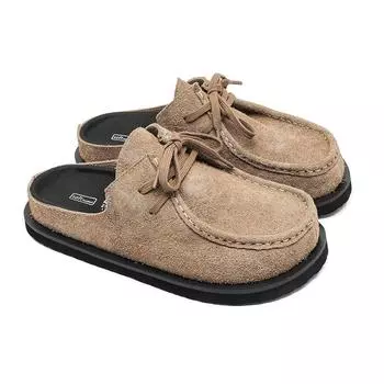 3755 retro bag head lace-up leather one-pedal summer half slippers men and women couple cowhide shoes 36