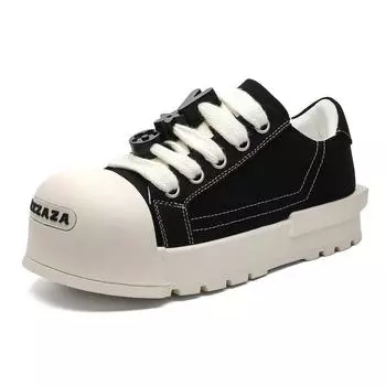 3758 Cloth big head shoes, men and women couples thick soles increase height, summer niche shoes, Guochao versatile breadboard shoes are ugly and cute 36-Female code