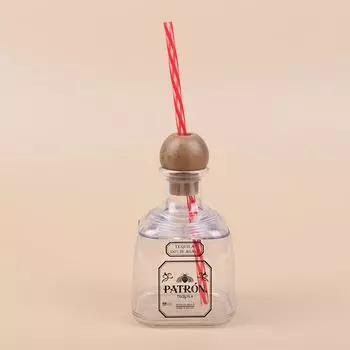 375 мл мини-бутылки для текилы акриловые многоразовые стаканчики с отверстием для соломинки маленькие бутылки Patron пустые для питья 1pc