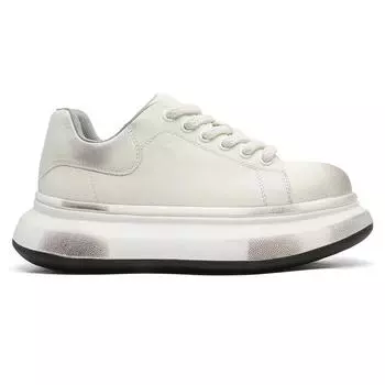 3766 Старые полированные белые туфли McQueen для мужчин и женщин, модные туфли на толстой подошве с увеличением роста, повседневные туфли со скрытой платформой 36