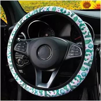 37-38 см цветок ромашки украшение интерьера автомобиля вязаный подсолнух чехол на руль универсальные автомобильные аксессуары чехол на колесо без внутреннего кольца Black-Sunflower