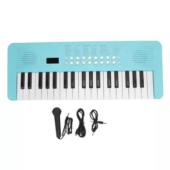 37-клавишная электронная клавиатура, 200 тембров, 200 ритмов, 35 демонстраций, многофункциональная цифровая фортепианная клавиатура синий