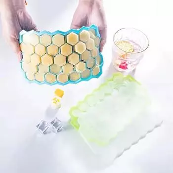 37-кубовый креативный лоток для льда в виде сот, силиконовая многоразовая форма для кубиков льда, не содержащая бисфенол А, со съемными крышками with lid оранжевый