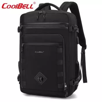 37 л расширяемый мужской рюкзак большой емкости подходит для 17/17,3-дюймового ноутбука с USB-портом для зарядки / открывается на 180° / эквивалентен 20-дюймовому чемодану на колесах чёрный