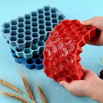 37-местные сотовые лотки для кубиков льда, многоразовые силиконовые формы для кубиков льда, льдогенератор без BPA со съемными крышками красный