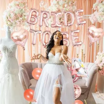 37 шт. Баннер «Будь невестой» из розового золота, кольцо с шампанским, воздушные шары для свадебного душа, девичник Other