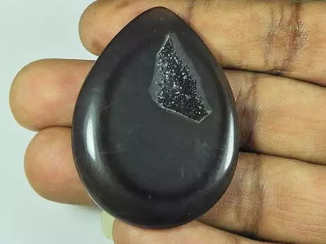 37x49X08 MM окрашенный черный оникс друзовый агат кабошон груша драгоценный камень россыпью 98 карат. СК-4667