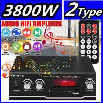 3800 Вт Bluetooth аудио мощность Hi-Fi усилитель музыкальный приемник FM-радио усилитель Поддержка звука 110 В/220 В для автомобиля/500 Вт 2-канальный аудиоусилитель Type B 500W Audio AMP Amplifier чёрный