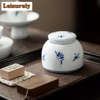 380 мл. Чистая расписанная вручную коробка для чая с изображением бабочки-орхидеи, органайзер, белые фарфоровые контейнеры для хранения, чайные контейнеры для кафе
