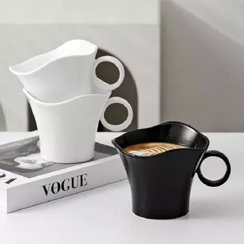 380 мл французская керамическая кружка для дома, большой емкости, стакан для завтрака, молока, воды, кофейная чашка, нестандартная кружка для чая с молоком, изысканный подарок 380ML белый
