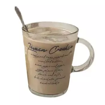 380 мл прозрачная чашка для кофе, молока, кружка для напитков, французская винтажная синяя буква, термостойкая бытовая офисная стеклянная кружка