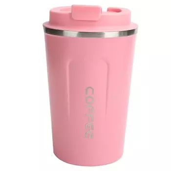 380 мл вакуумная кружка двухслойная нержавеющая сталь защита от проливания портативная автомобильная кофейная чашка(розовый ) розовый