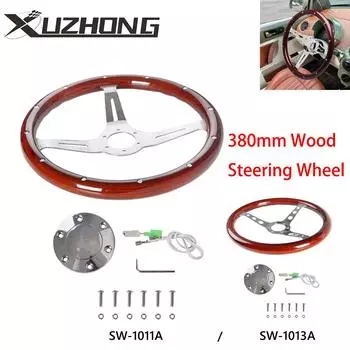 380 мм 15-дюймовый руль с кнопкой звукового сигнала, универсальный, копировальный деревянный, алюминиевый, автомобильный, гоночный, спортивный руль, аксессуары