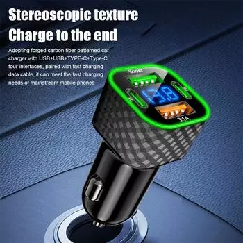 380 Вт USB C Автомобильное зарядное устройство для телефона Двойное зарядное устройство PD USB с дисплеем напряжения Супербыстрый зарядный адаптер для iPhone Oppo