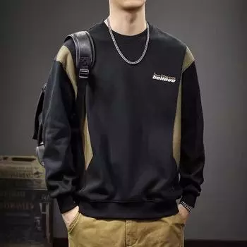 380G Heavy Splicing мужской свитер осень американский модный бренд вышитый свободный большой размер с длинными рукавами повседневная куртка M