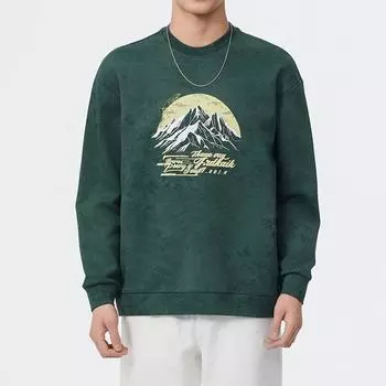 380G Осень-зима Американский ретро свитер с круглым вырезом мужской свободный большой размер молодежная темно-зеленая одежда модный топ мужская одежда M королевский синий