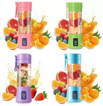 380ml Portable Electric Fruit Juicer Rechargeable Smoothie Machine Sports Bottle Home USB Juicing Cup for Shakes Smoothies Juice синий