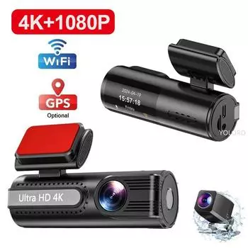 3840*2160P Dash Cam UHD 4K+1080P Dual Lens Car Recorders WiFi GPS Night Vision Camcorder G-Sensor Car DVR Black Box 0GB