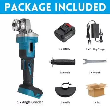 388VF 125 мм Бесщеточный аккумуляторный электрический угловой шлифовальный станок Деревообрабатывающий электроинструмент с аккумулятором 1/2 1*Battery