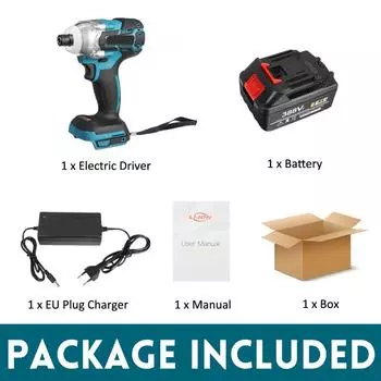 388VF 1/4 дюйма беспроводная бесщеточная электрическая отвертка электроинструменты дрель + светодиодная лампа для батареи Makita 18 В 1*Battery