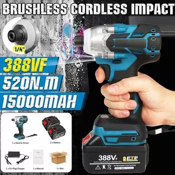 388VF 1/4 дюйма беспроводная бесщеточная электрическая отвертка электроинструменты дрель + светодиодная лампа для батареи Makita 18 В 1*Battery