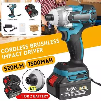 388VF 1/4 дюйма беспроводная бесщеточная электрическая отвертка электроинструменты дрель + светодиодная лампа для батареи Makita 18 В 1*Battery