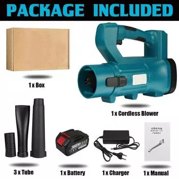 388VF 3000 Вт Беспроводной воздуходувка Мощный снегоочиститель Портативный электрический перезаряжаемый воздуходувка для листьев с 2 батареями 1*Battery