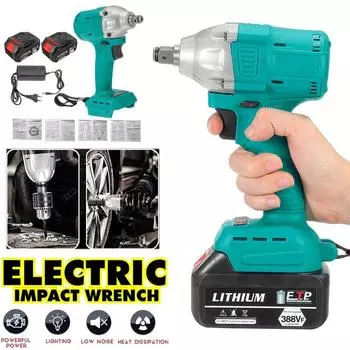388VF Бесщеточный электрический ударный гайковерт, литий-ионный аккумулятор 1/2, 4000 об/мин, крутящий момент 850 Нм для аккумулятора 18 В 1*Battery