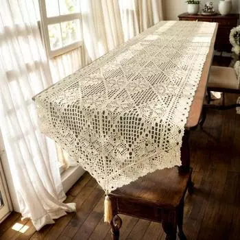38*180 см Белая Роза Цветы Вышивка Скатерть Обложка Свадебный Чай Кофе Обеденная Скатерть Кухонная Вечеринка Рождественский Домашний Декор бежевый