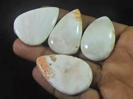 38-45 мм натуральный розовый сколоцит груша кабошон драгоценный камень россыпью 4 шт лот 206 карат. РК-2119