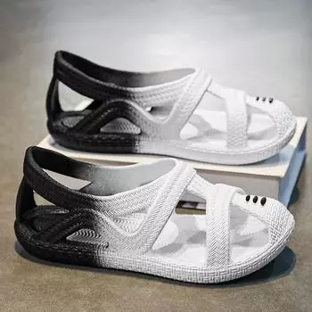 38-45 Мужские Большие Размеры Модные Мягкие Подошвы Домашние Повседневные Тапочки Пляжная Обувь Уличные Сандалии 38/39 белый/чёрный