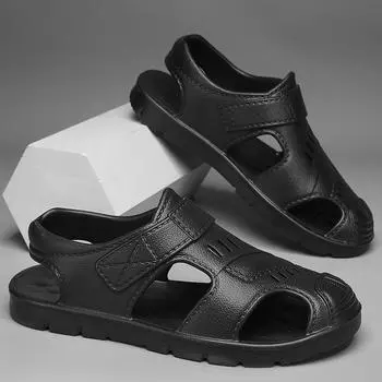 38-45 Мужские Большие Размеры Модные Однотонные Повседневные Сандалии Перфорированные Туфли Ленивые Туфли Пляжная Обувь 38/39 чёрный