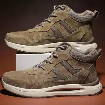 38-45 Мужские кожаные ботинки в стиле хип-хоп, дышащая повседневная обувь в стиле ретро, повседневная обувь больших размеров, легкие ботильоны 14 серый