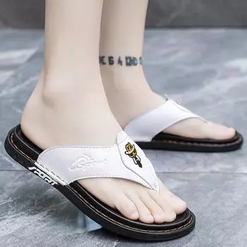 38-45 New Summer Shoes for Men Slippers Flip Flops Luxus Designer Tnis Masculino Beach Shoes for Boy in House Slippers Casual 38 чёрный