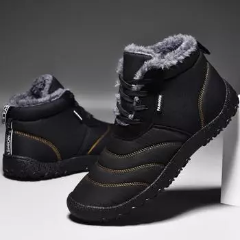 38-46 Мужские большие размеры из чистого хлопка, уличные водонепроницаемые противоскользящие зимние зимние ботинки, мужские ботинки 38 чёрный